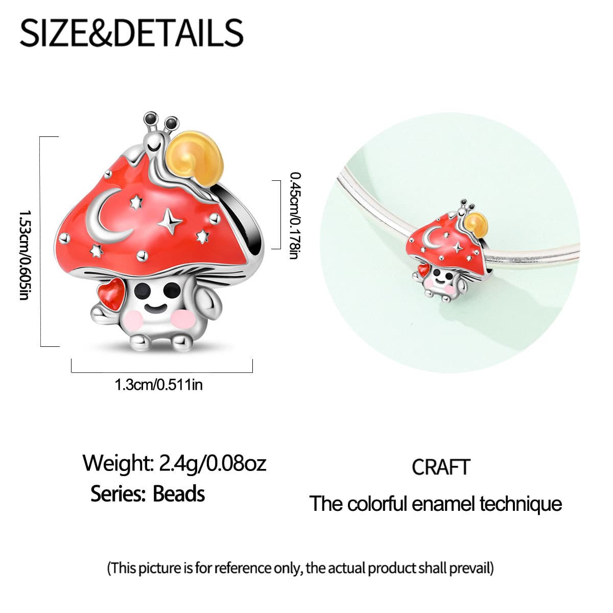 Mushroom charm, detail image 2
