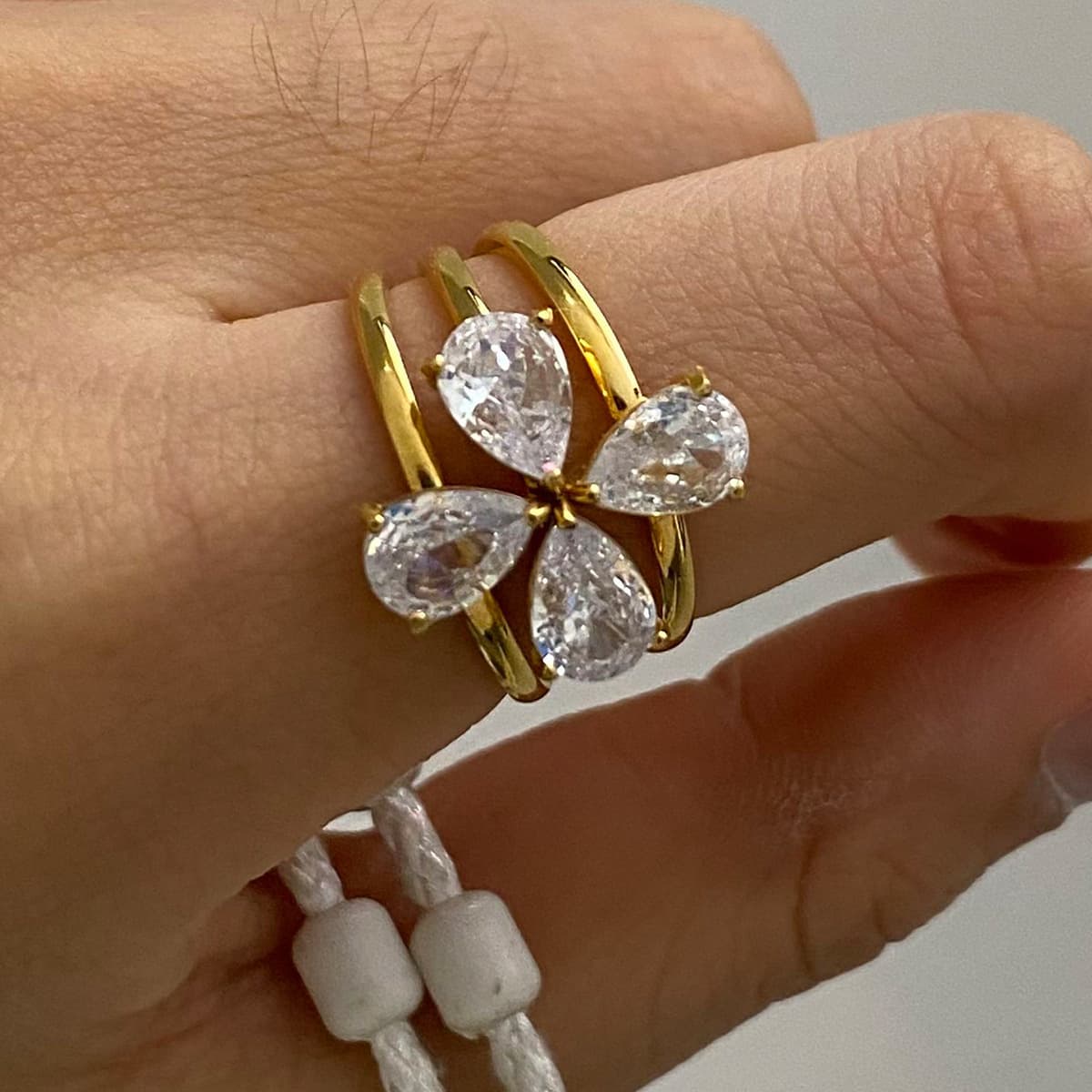 Stainless steel multi-layer ring, stackable design for women, niche style., detail image 2