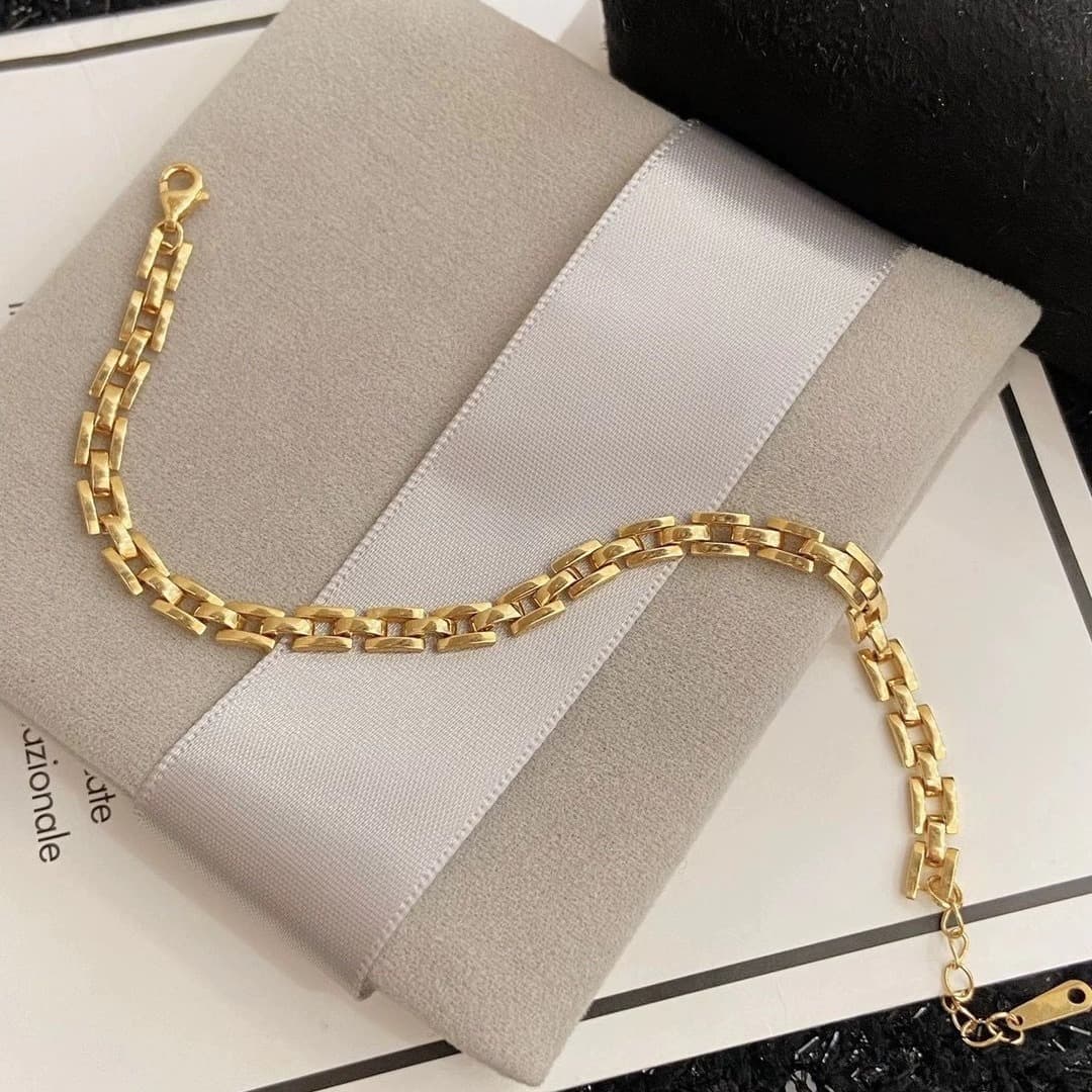 18K gold-plated versatile European-style chain bracelet jewelry S315 Gold, detail image 2
