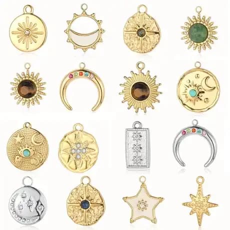 Celestial charm bracelet idea with sun and moon charms