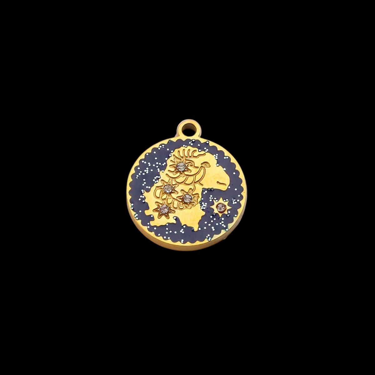 Stainless steel round Aries charm
