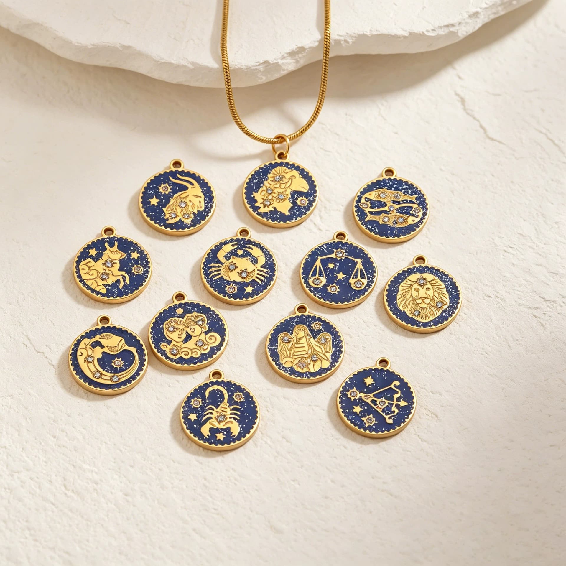 Stainless steel round Aries charm