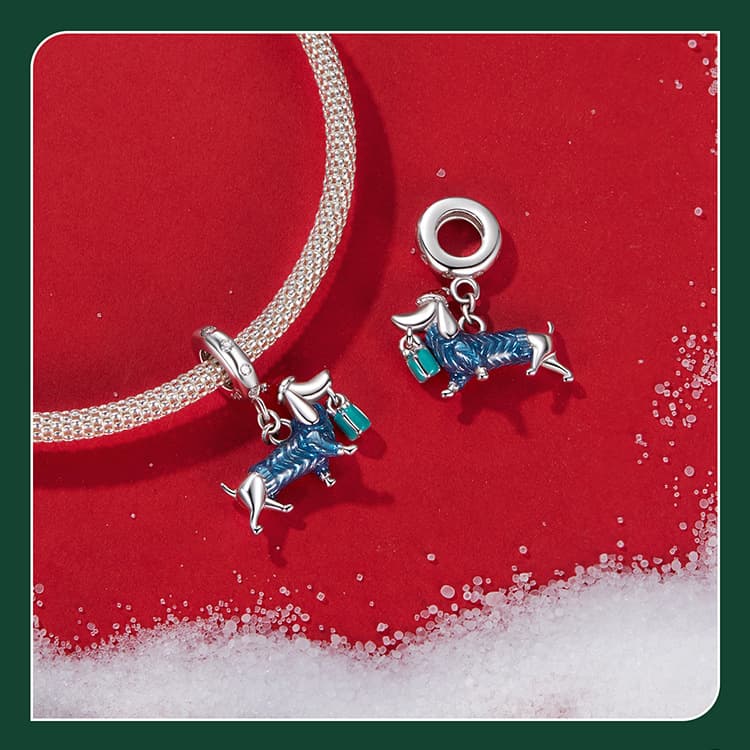 Christmas dachshund charm
