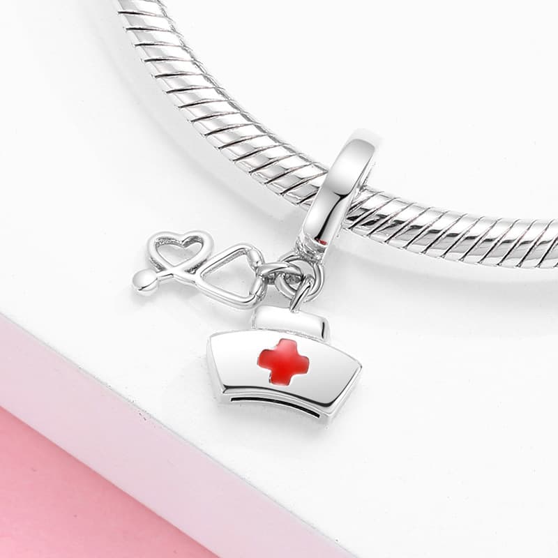Nurse's Cap and Stethoscope Charm, detail image 2