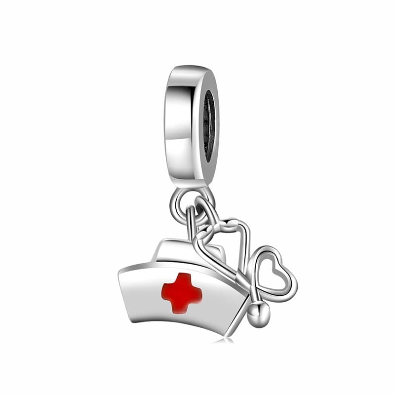 Nurse's Cap and Stethoscope Charm