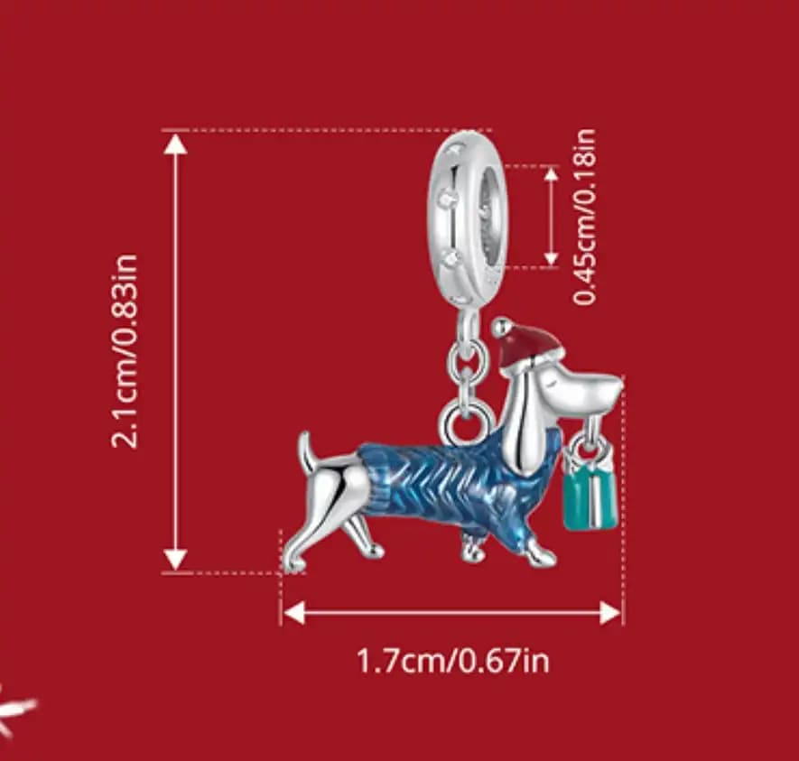Christmas dachshund charm, detail image 2