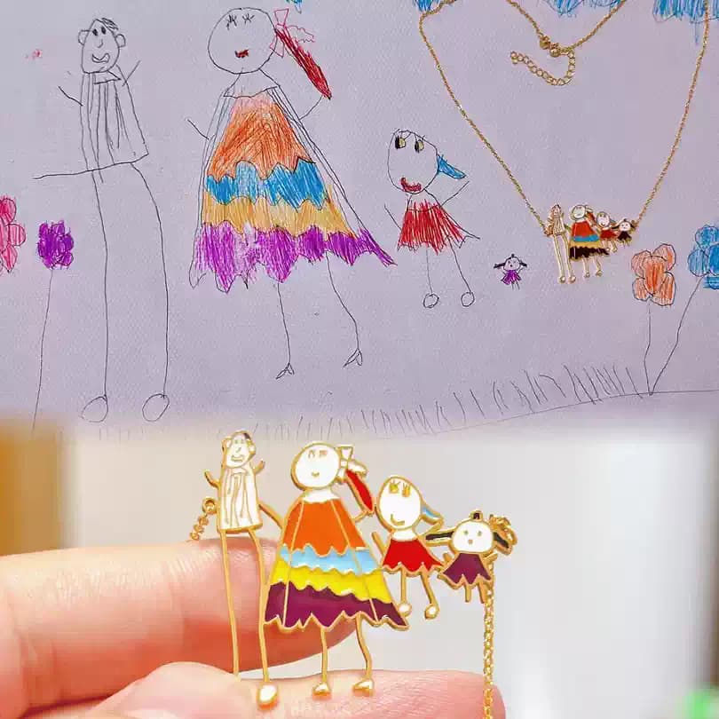 Customized pure silver children's graffiti pendant necklace, detail image 2
