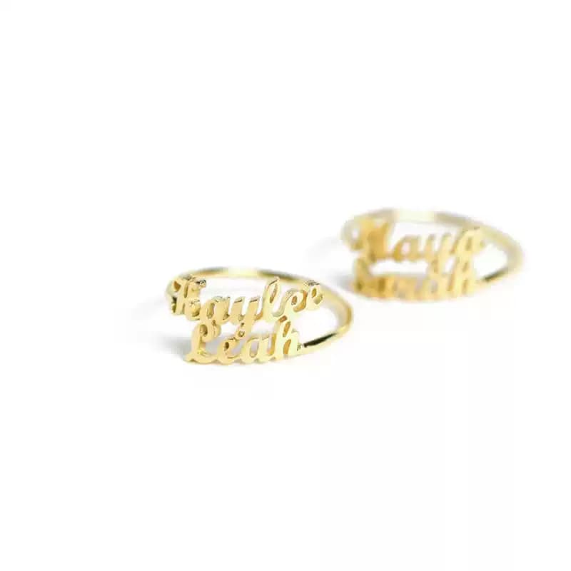 Customized minimalist English letter couple's ring, detail image 2
