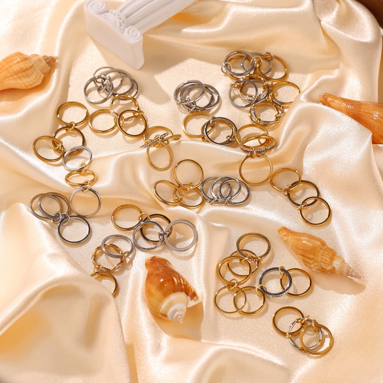 Stainless steel multi-layer stacked plain ring ring, detail image 2