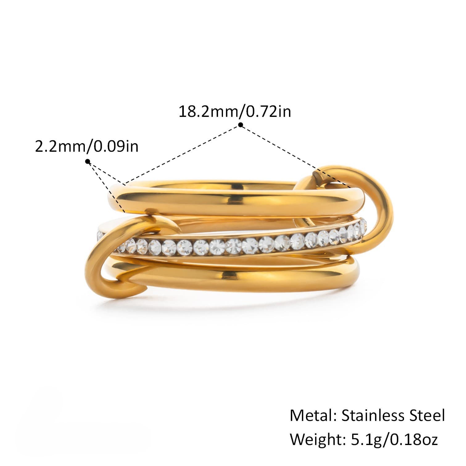 Stacked plain ring, interlocking ring, temperament ring, detail image 2