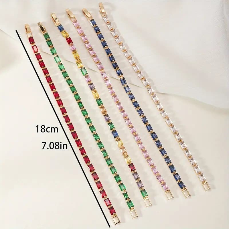 Colorful cubic zirconia tennis bracelet, detail image 2
