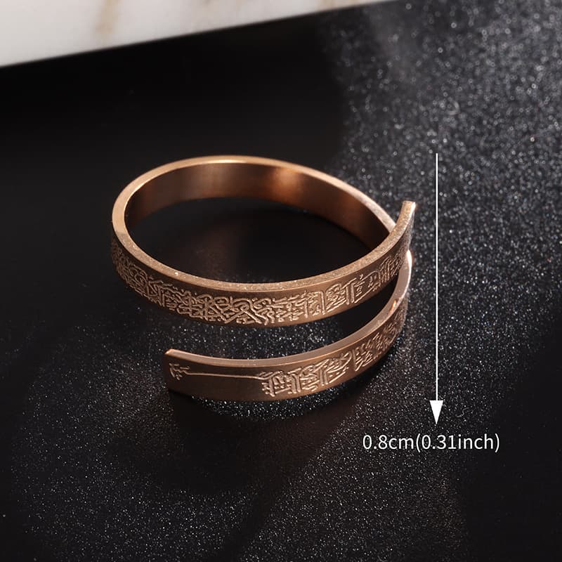 Stainless steel electroplated high-end fashion personalized adjustable ring with an open mouth, detail image 2