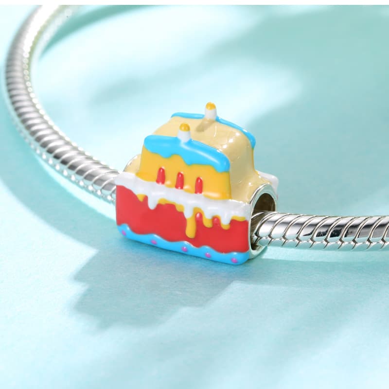 Colorful Enamel Birthday Cake Bead, detail image 2